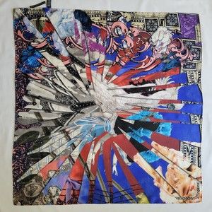 Christian Lacroix Blue Abstract Print Scarf 100% Silk Made in Italy 26x26 inches